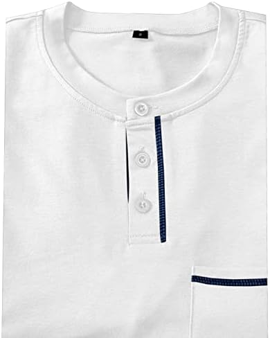 יויו גברים של הנלי חולצות קצר שרוול מזדמן כפתור למטה חולצות רטרו כותנה קל משקל בסיסי חולצה עם כיס