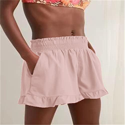 מכנסיים קצרים מזדמנים של FiRERO נשים, מכנסיים קצרים נוחים של מותניים בקיץ עם נשים עם מכנסיים קצרים של מכנסי כיס חוף מכנסיים