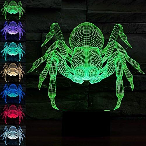 3 ד עכביש לילה אור אשליה מנורת אפקט 7 צבעים לשנות עיצוב יצירתי לילה אור