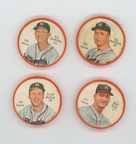 הרבה 4 1962 מטבעות סלדה מילווקי בראבס עם אדי מתיו, בולינג וכו ' - פוטומינטים ומטבעות MLB