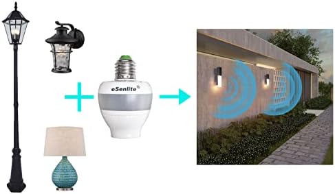 שקע תאורה של חיישן תנועה של Esenlite, תנועת מכם E26 בורג LED LED CFL מתאם נורות ליבון, שולחן בין DAWN DIMBLEAD CONTROL