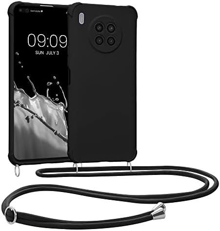 מארז Kwmobile Crossbody תואם ל- Huawei Nova 8i Case - TPU כיסוי סיליקון עם רצועה - שחור